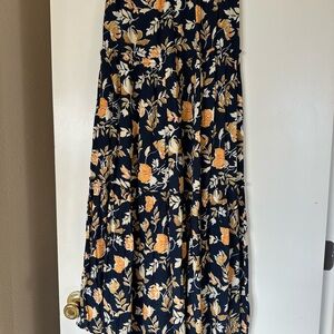 Floral Navy and Orange Women's Skirt